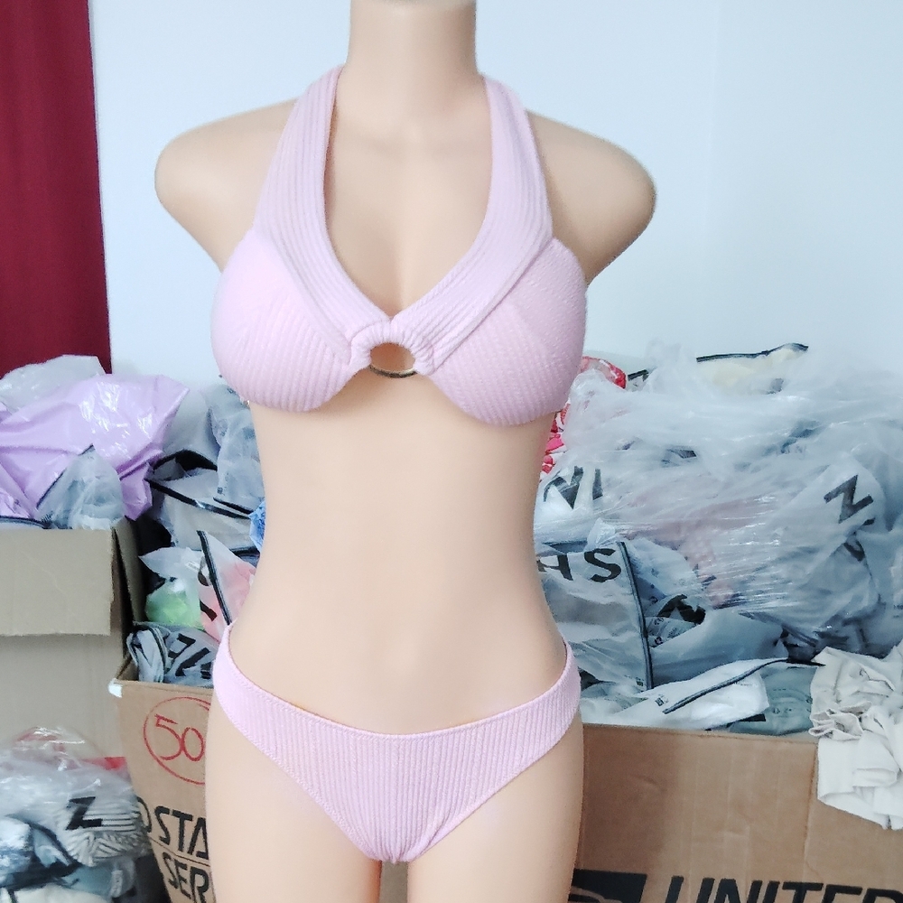 SHEIN Pink Halter Bikini Set